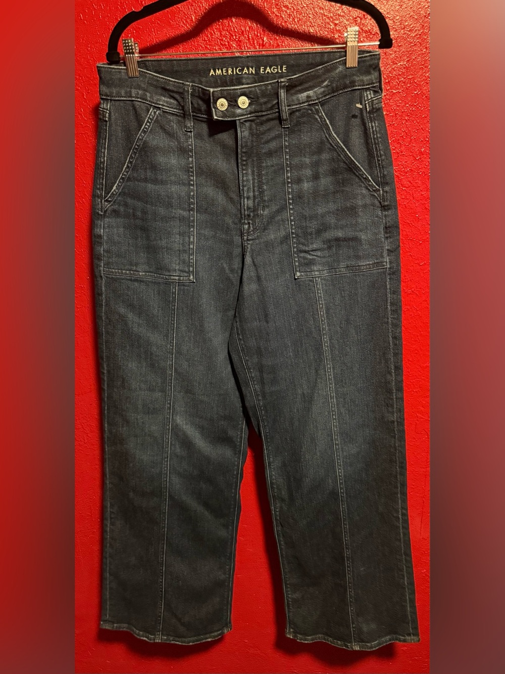 191. Preloved American Eagle Outfitters Dark Super High Rise Wide Leg Jeans